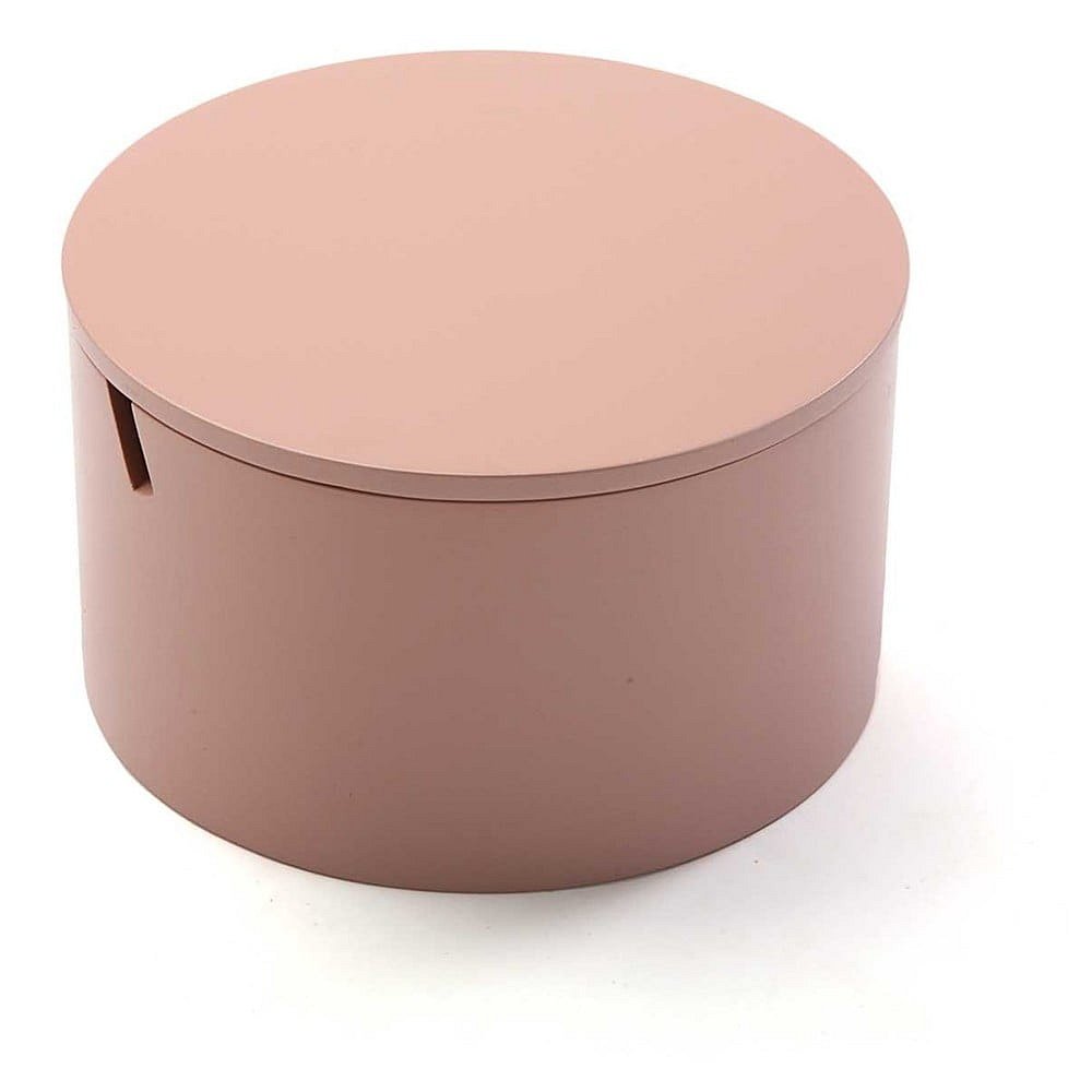 Růžový dřevěný box na šperky Versa Pinky, ø 14 cm