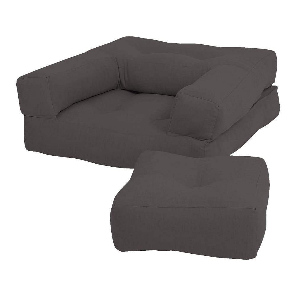 Dětské rozkládací křesílko s taburetkou Karup Design Mini Cube Dark Grey