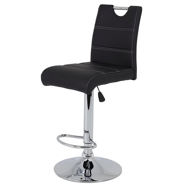 Barová židle Miranda, černá ekokůže, 38x97-119x50 cm
