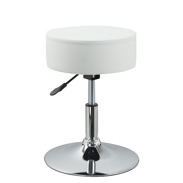 Barová stolička Rocohal, bílá ekokůže, průměr: 38,5, výška: 47-56,5 cm