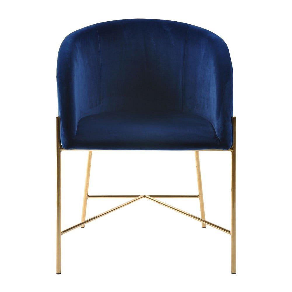 Tmavě modrá židle s nohami ve zlaté barvě Interstil Nelson