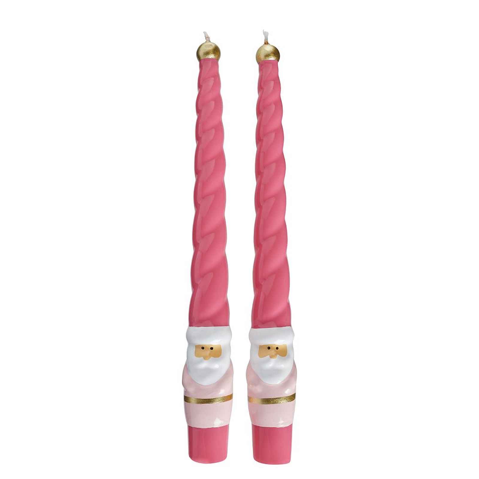 Butlers TWISTED Sada svíček Santa 2 ks 27 cm - růžová