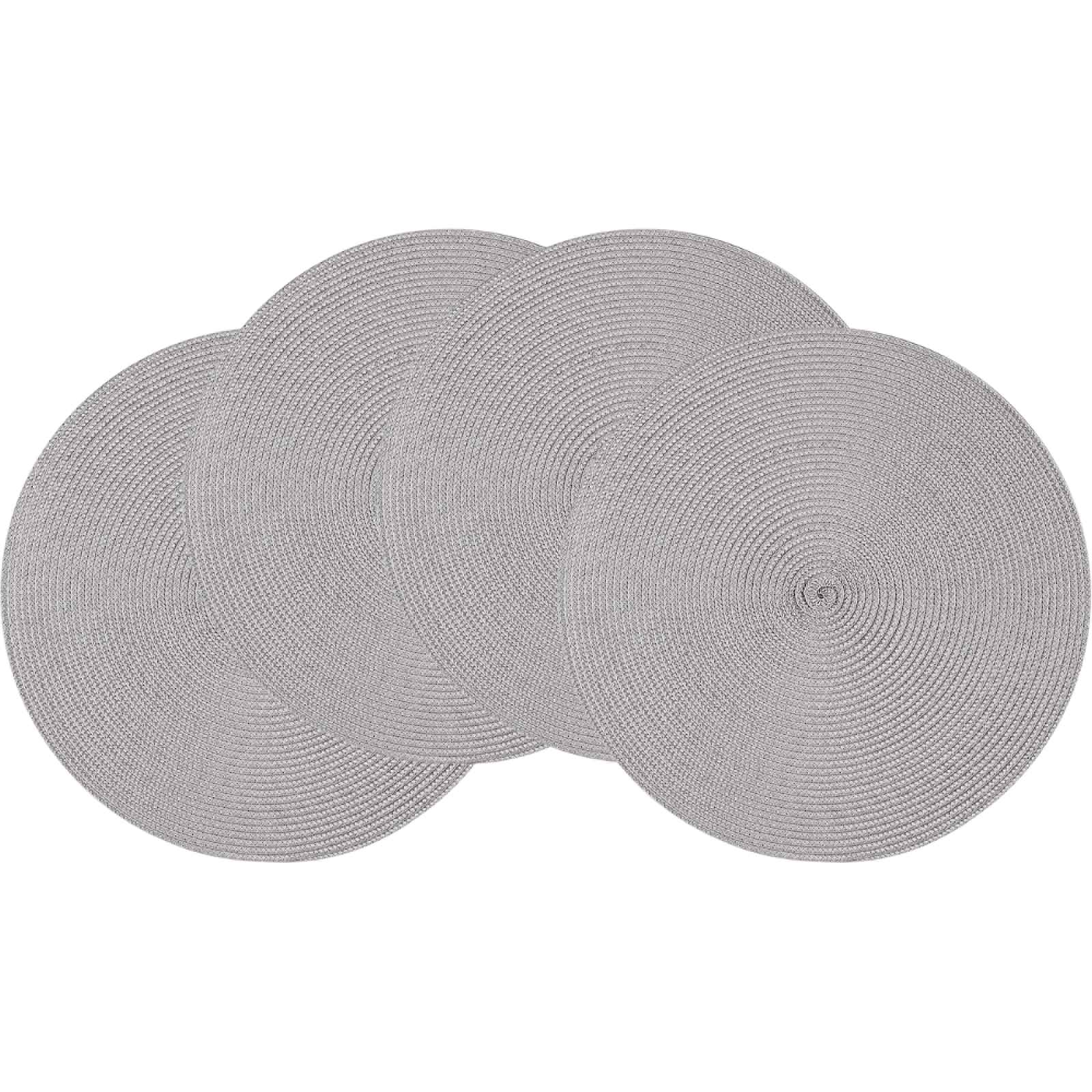 Altom Prostírání Straw šedá, pr. 38 cm, sada 4 ks