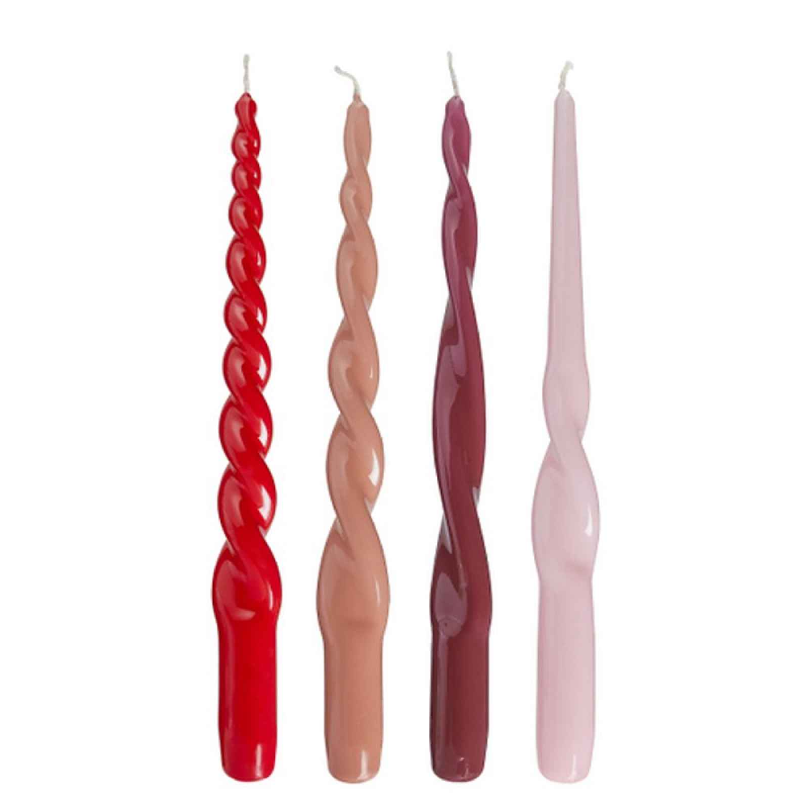 Butlers TWISTED Sada svíček 4 ks 29 cm - červená