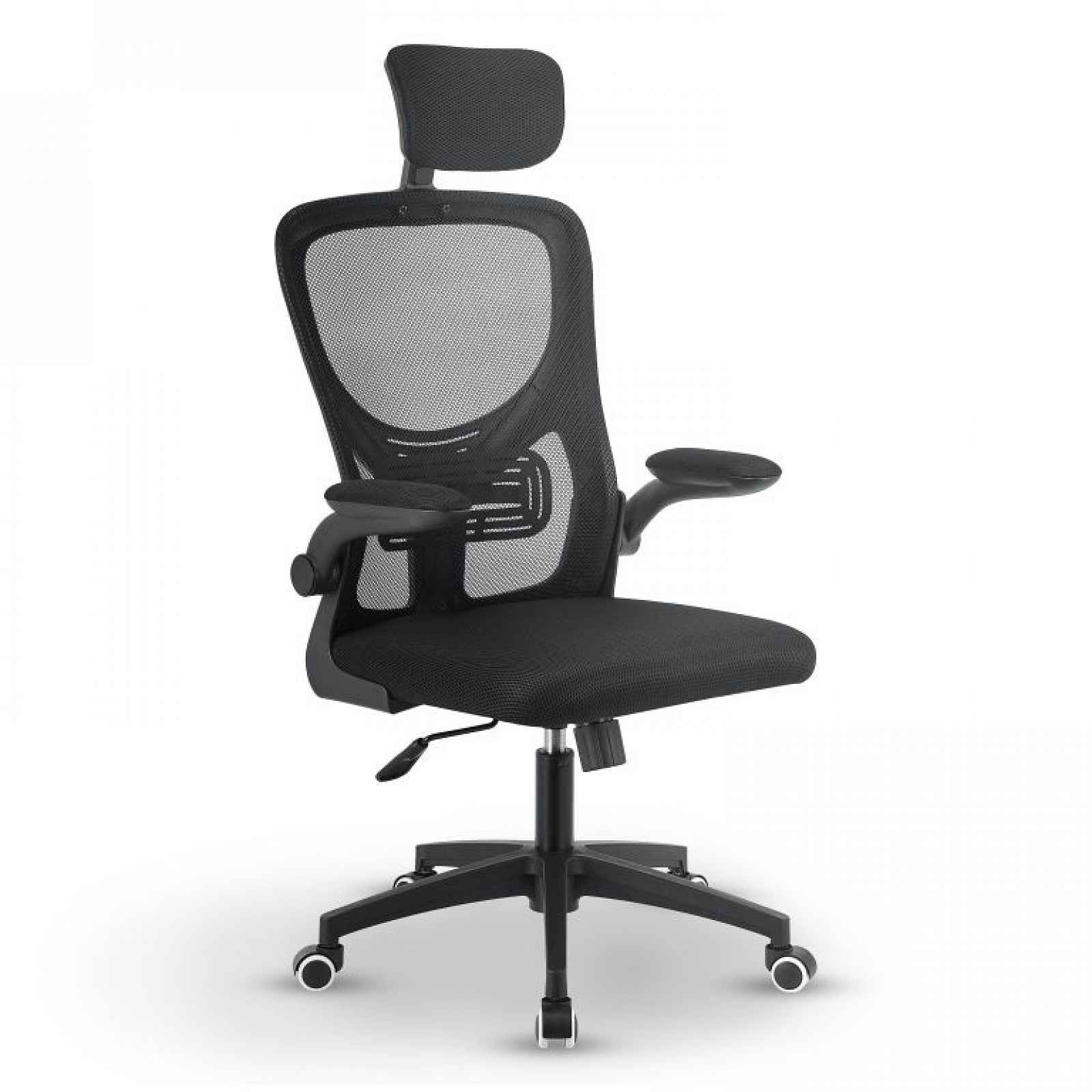 Ergonomická kancelářská židle, černá s opěrkou hlavy