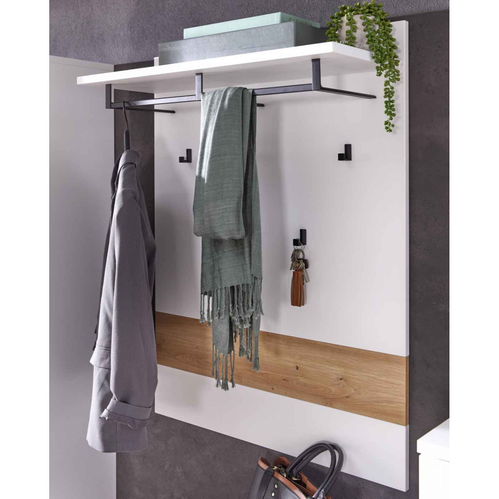 Předsíňový šatní panel Memphis, bílá/dub artisan