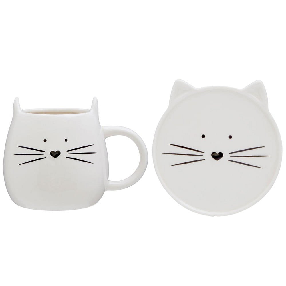 Kočičí šálek s podšálkem Premier Housewares Cat, 380 ml