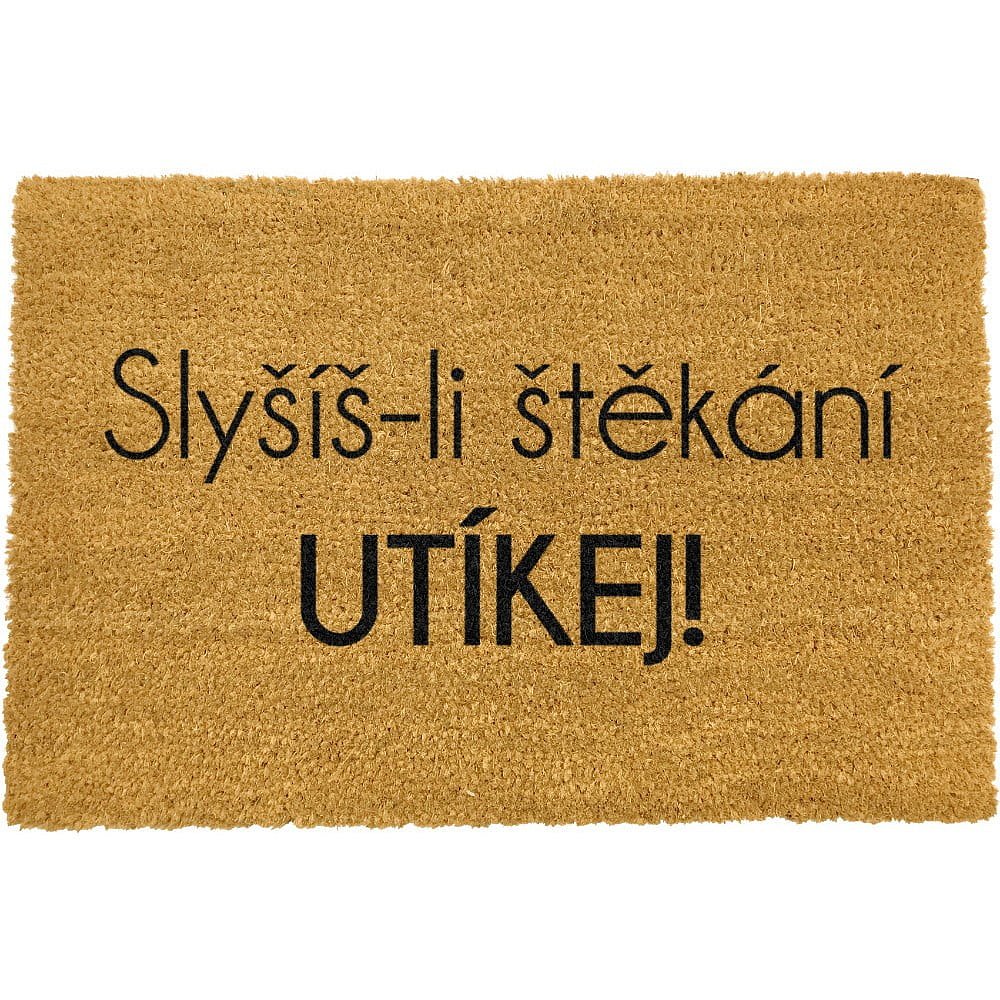 Rohožka z přírodního kokosového vlákna Artsy Doormats Utíkej, 40 x 60 cm