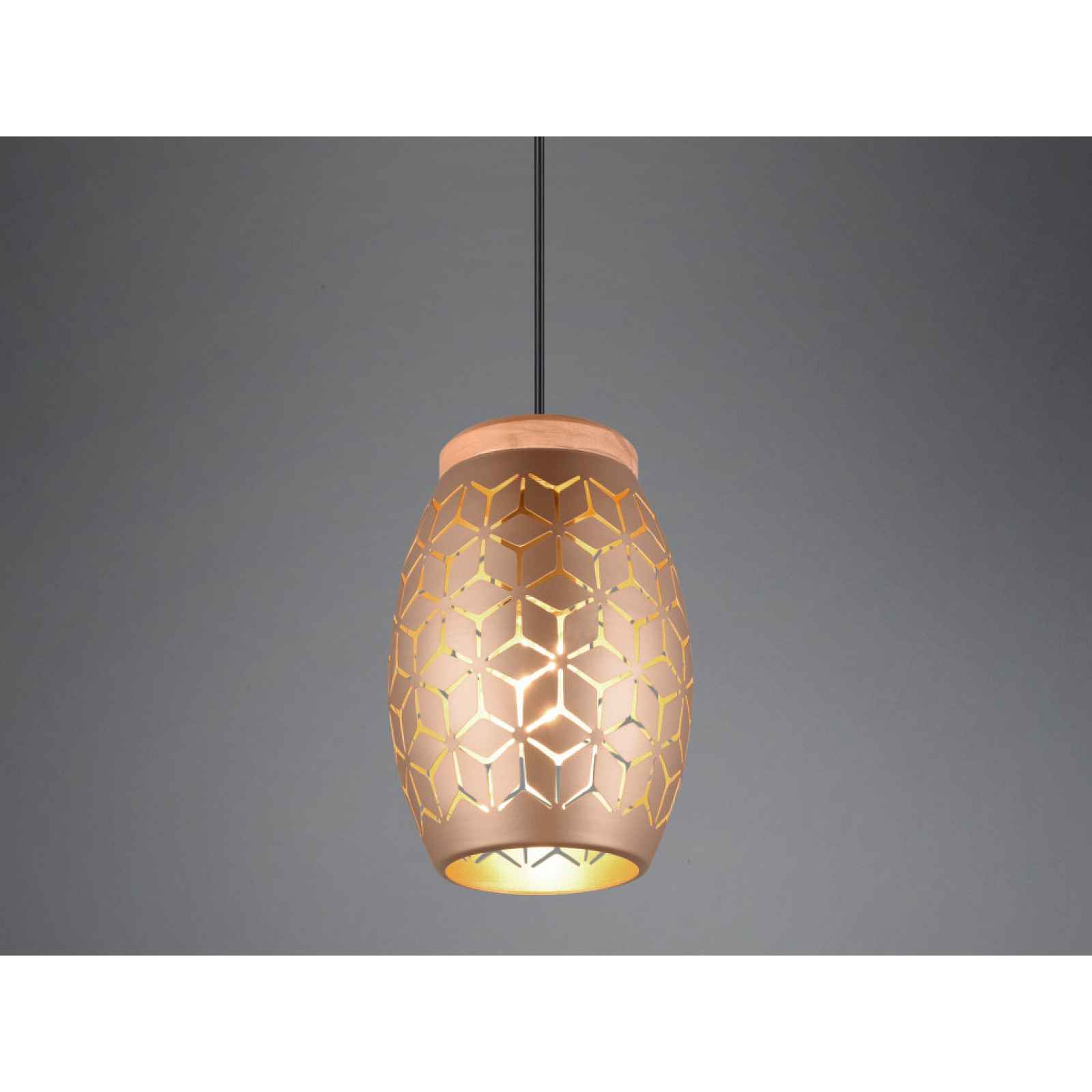 Lustr Bidar, měděný kov/dřevo