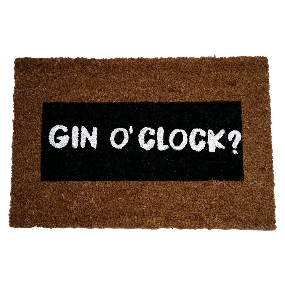 Rohožka z přírodního kokosového vlákna Artsy Doormats Gin O'Clock Glitter, 40 x 60 cm