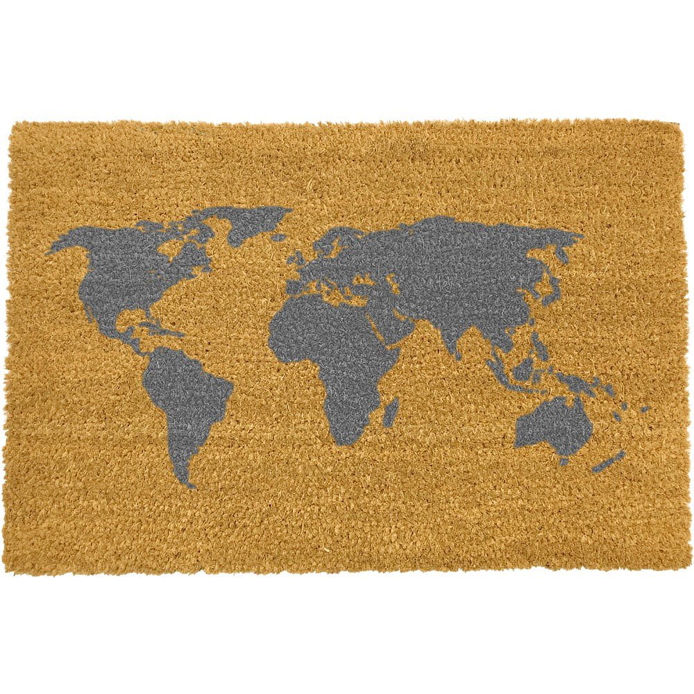Rohožka z přírodního kokosového vlákna Artsy Doormats World Map, 40 x 60 cm