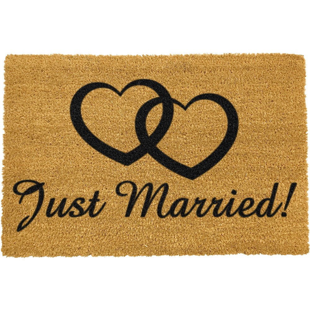 Rohožka z přírodního kokosového vlákna Artsy Doormats Just Married, 40 x 60 cm