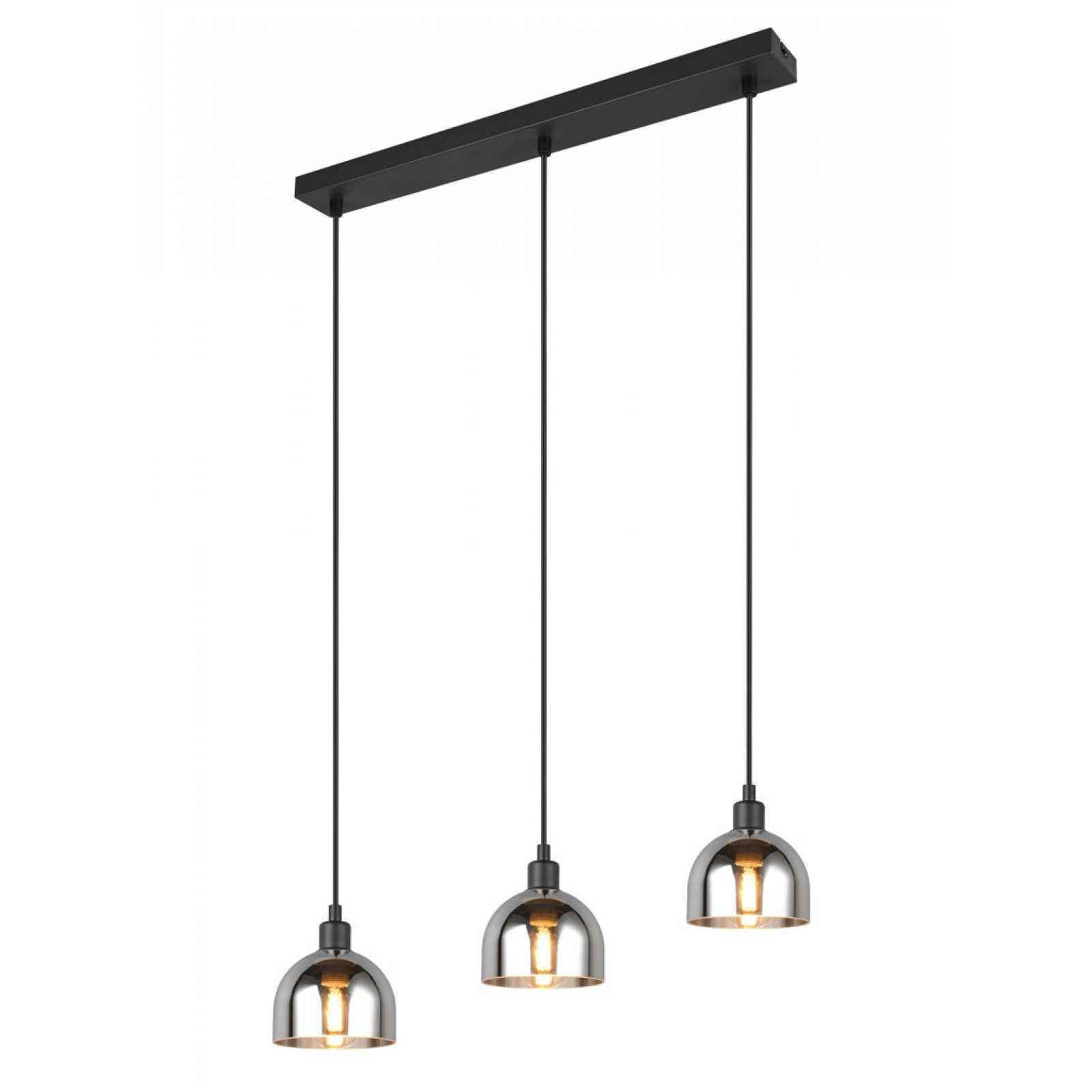 Závěsné stropní osvětlení Molly, černá/chromované sklo