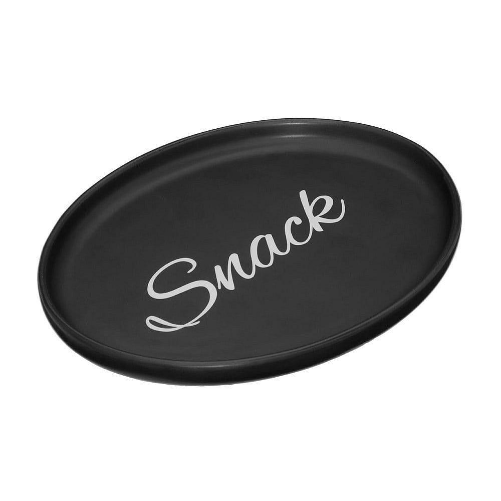 Černý kameninový servírovací talíř Premier Housewares Mangé, 17,5 x 13,7 cm