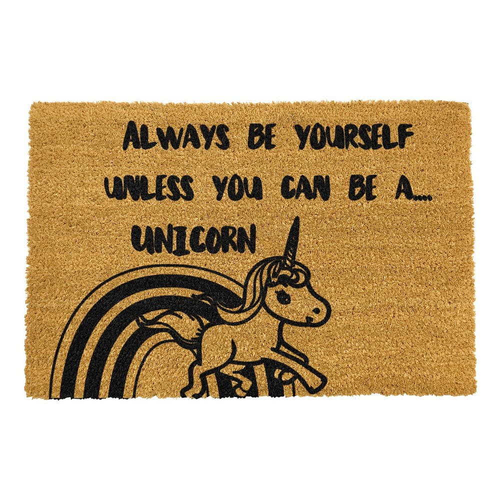 Rohožka z přírodního kokosového vlákna Artsy Doormats Unicorn, 40 x 60 cm