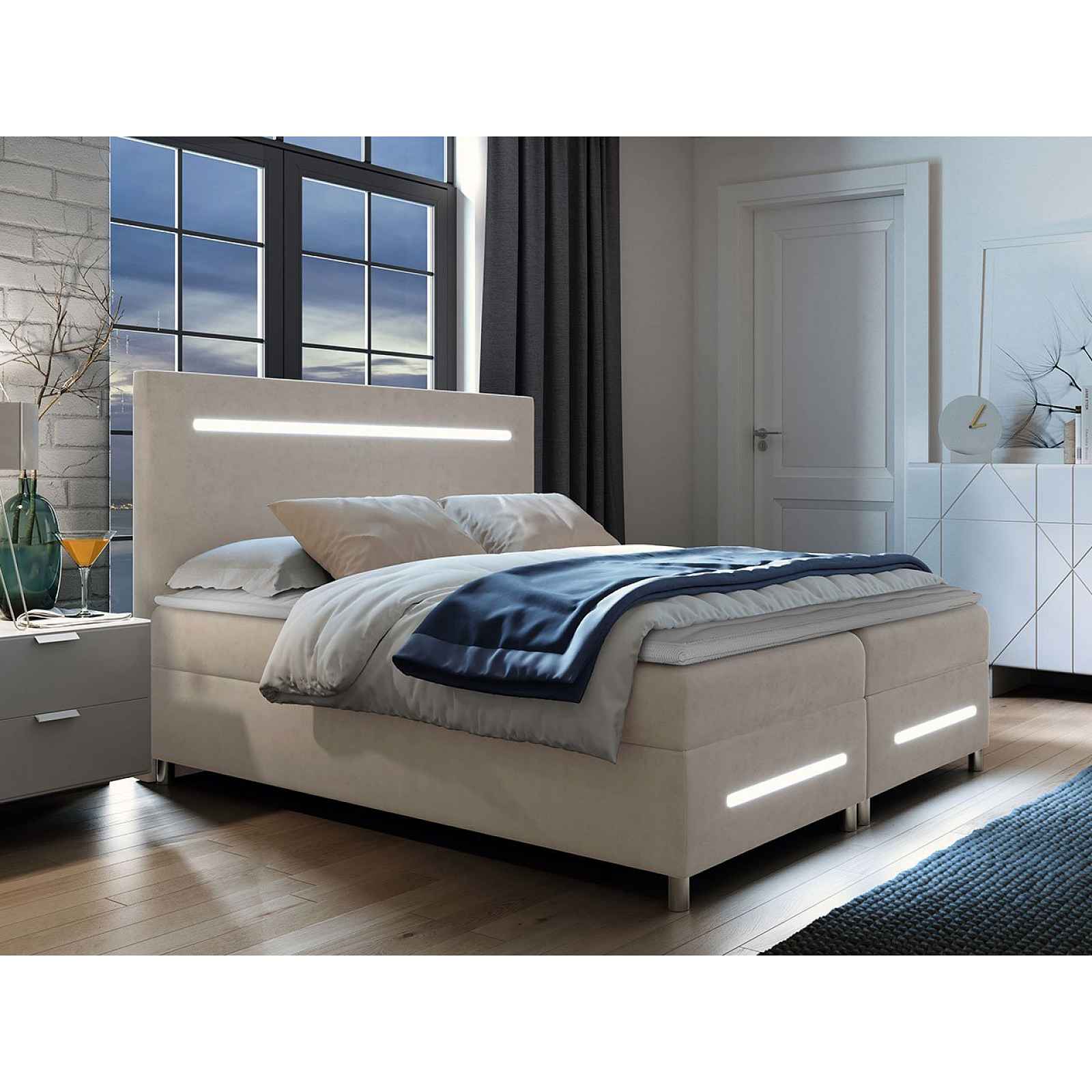 Moderní boxspring Torro 140x200, béžová Fresh HELCEL