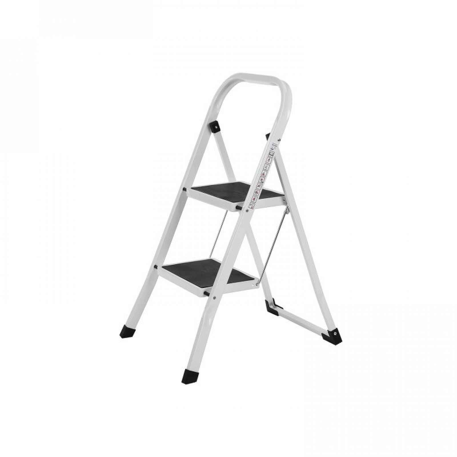 Skládací ocelové schůdky, bílé, nosnost 150 kg, 86×44×4,5 cm