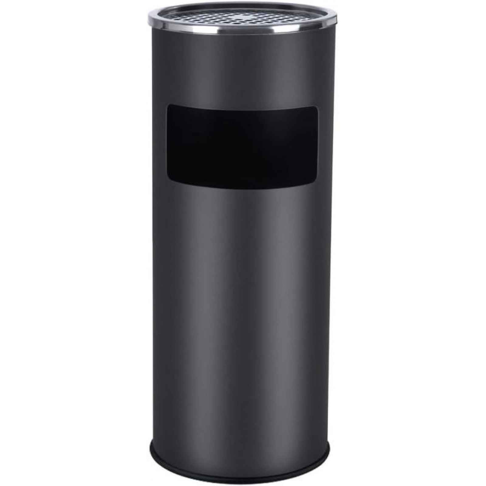Kovový odpadkový koš s popelníkem, objem 30 l, černý, nerez
