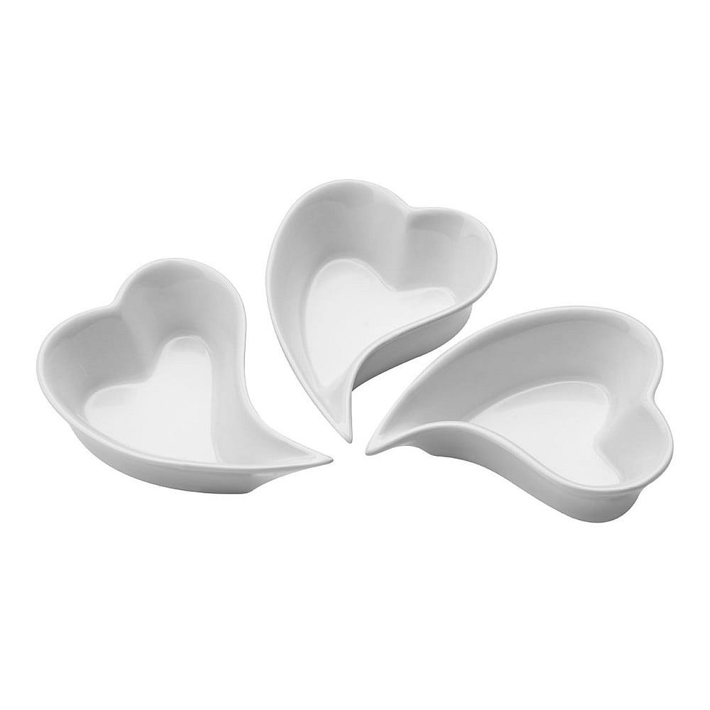Sada 3 porcelánových servírovacích misek Premier Housewares Heart Shape