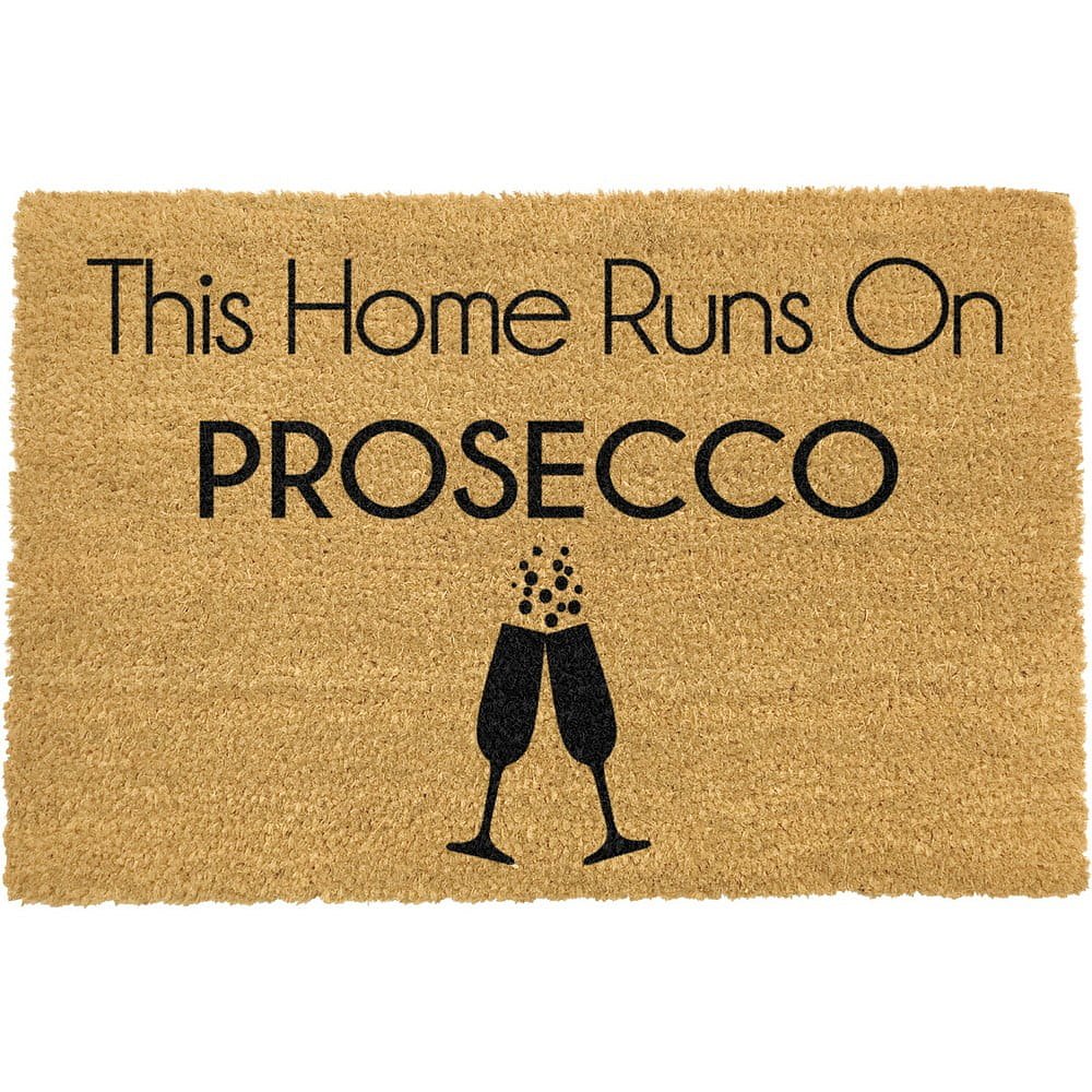 Rohožka z přírodního kokosového vlákna Artsy Doormats This Home Runs On Prosecco, 40 x 60 cm