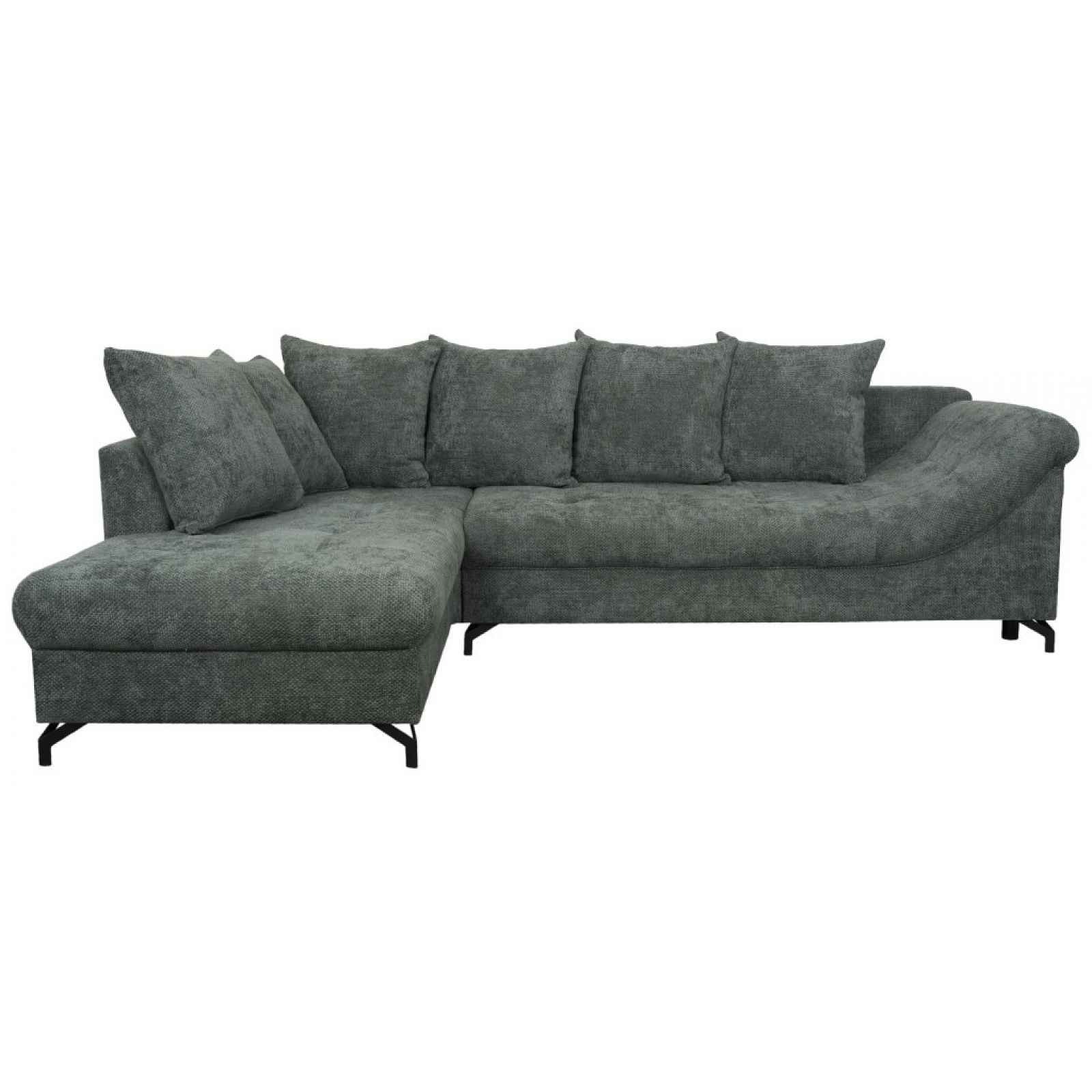 Rohová sedačka Kati, šedo-zelená látka, levý roh