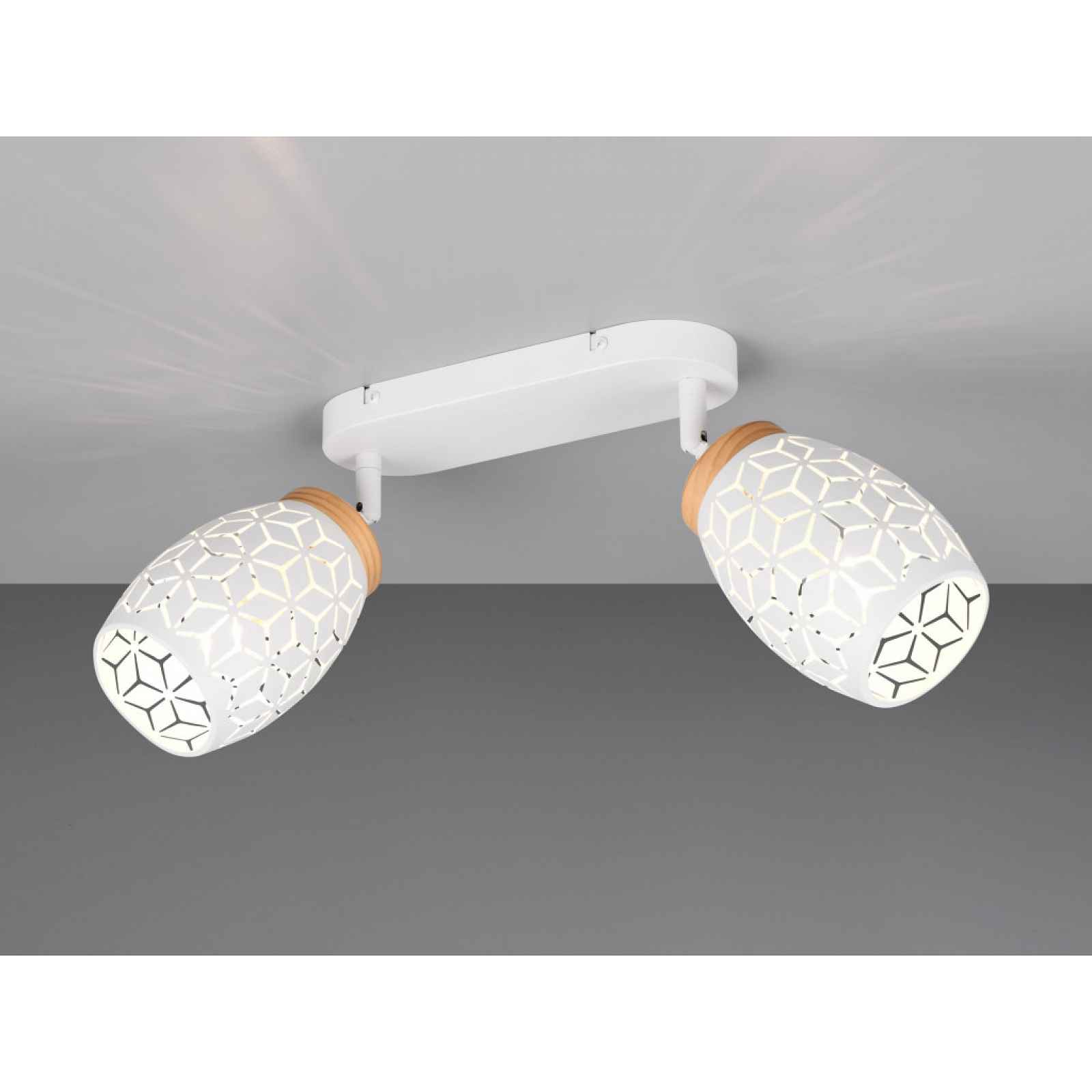Stropní/nástěnné osvětlení Bidar, bílý kov/dřevo