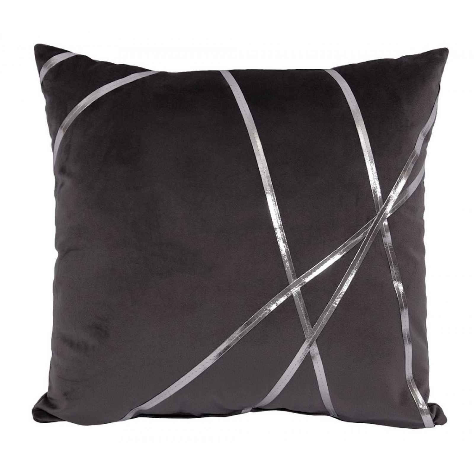 Dekorační polštář Vanessa 45x45 cm, antracitový s pruhy