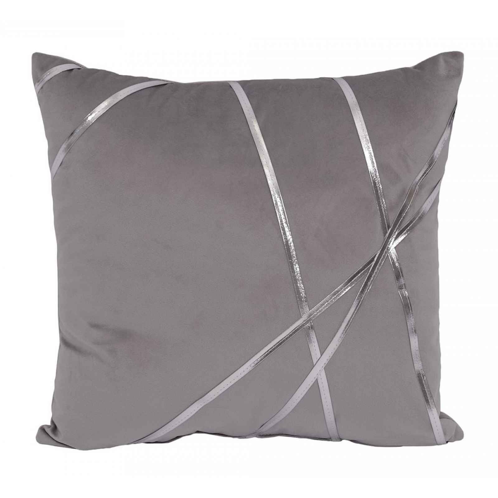 Dekorační polštář Vanessa 45x45 cm, stříbrný s pruhy