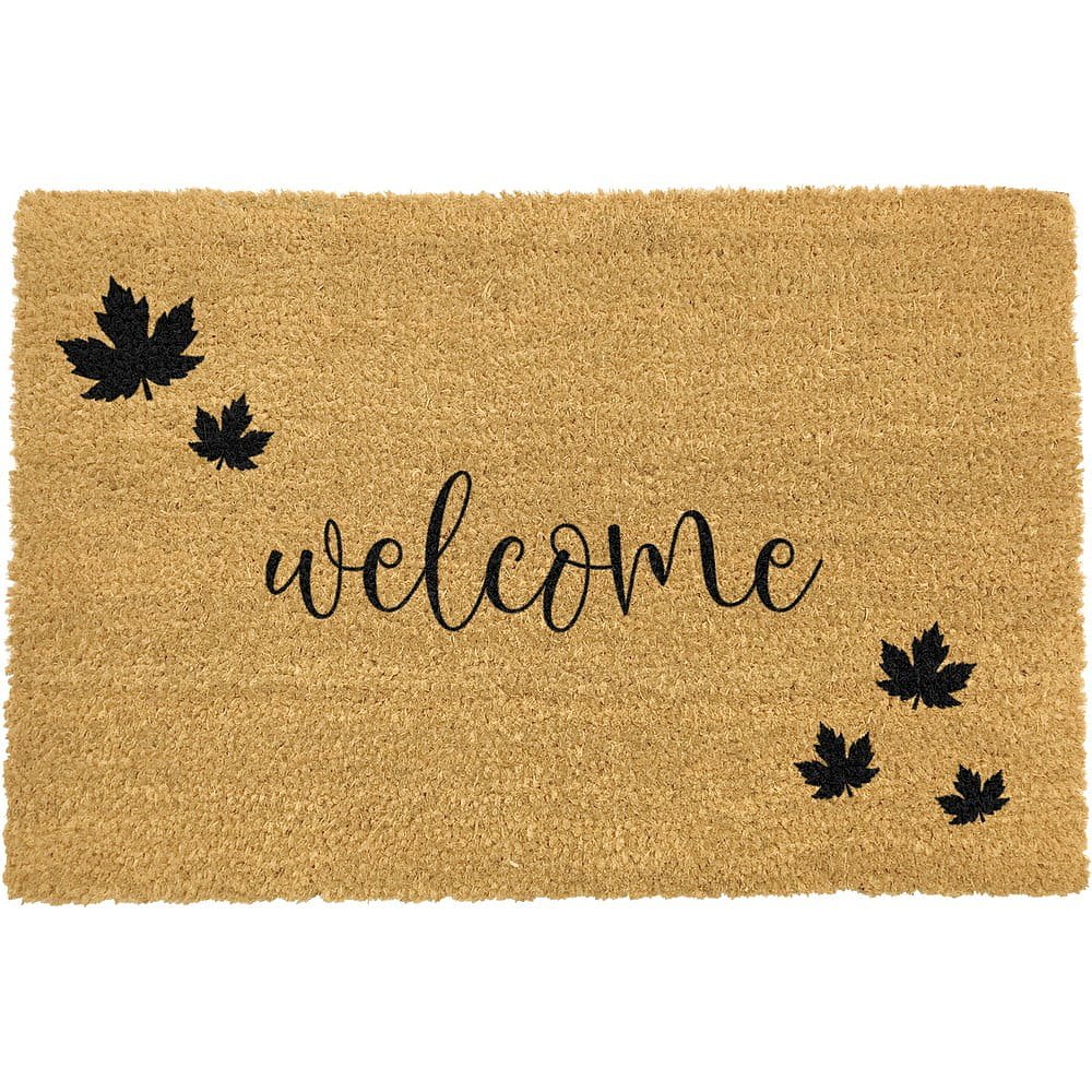 Černá rohožka z přírodního kokosového vlákna Artsy Doormats Welcome Autumn, 40 x 60 cm