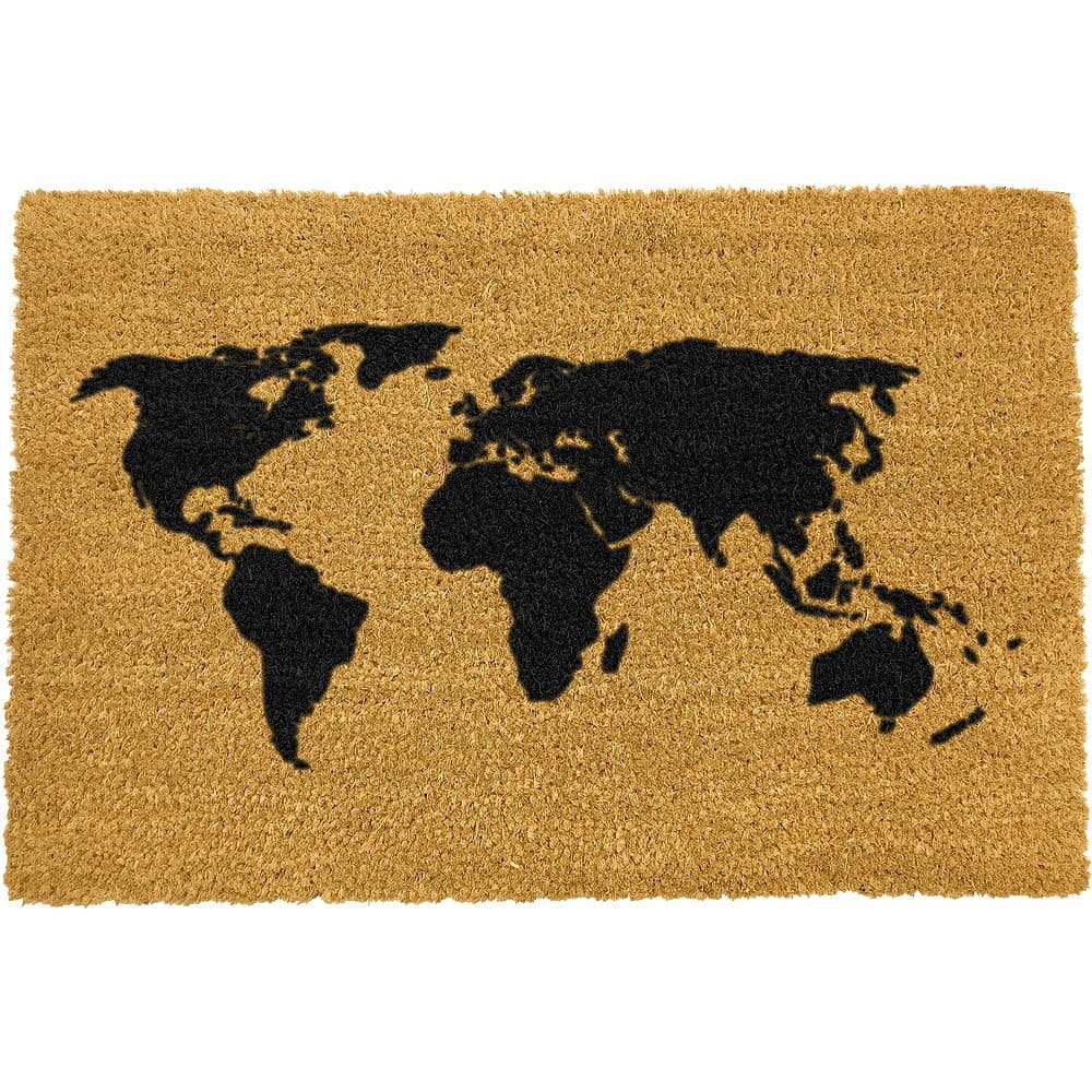 Rohožka z přírodního kokosového vlákna Artsy Doormats World Map, 40 x 60 cm