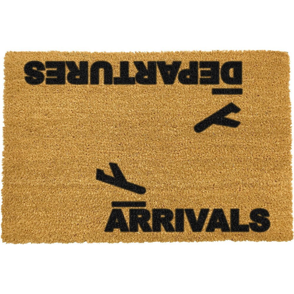 Rohožka z přírodního kokosového vlákna Artsy Doormats Arrivals and Departures, 40 x 60 cm