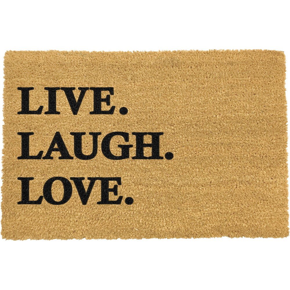 Rohožka z přírodního kokosového vlákna Artsy Doormats Live Laugh Love, 40 x 60 cm