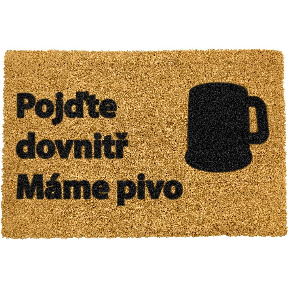 Rohožka z přírodního kokosového vlákna Artsy Doormats Pivo, 40 x 60 cm