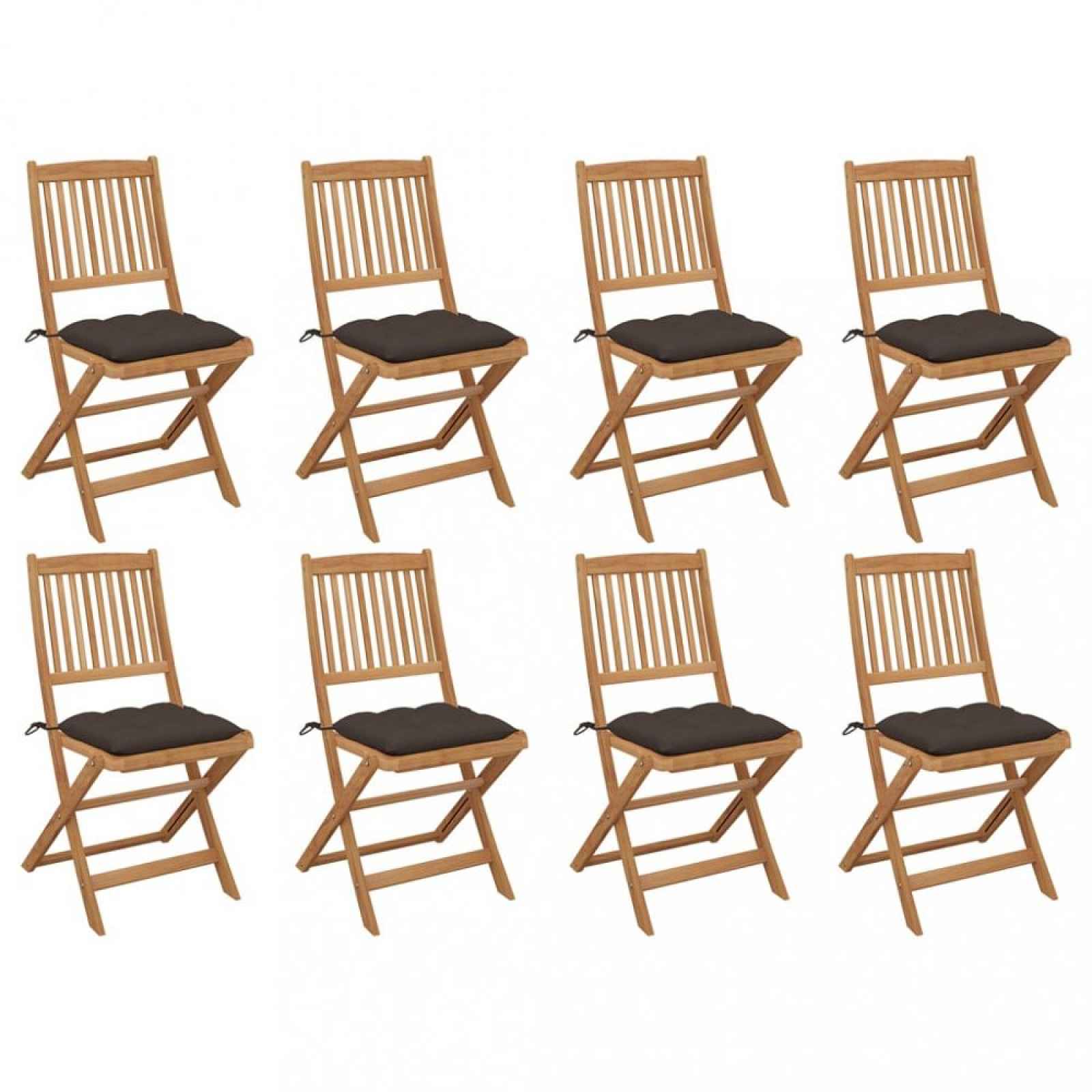 Skládací zahradní židle s poduškami 6 ks Krémová