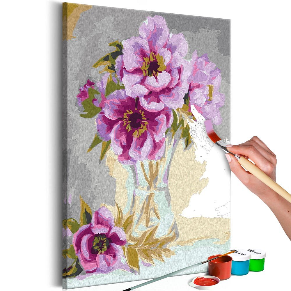 DIY set na tvorbu vlastního obrazu na plátně Artgeist Vase Flowers, 40 x 60 cm