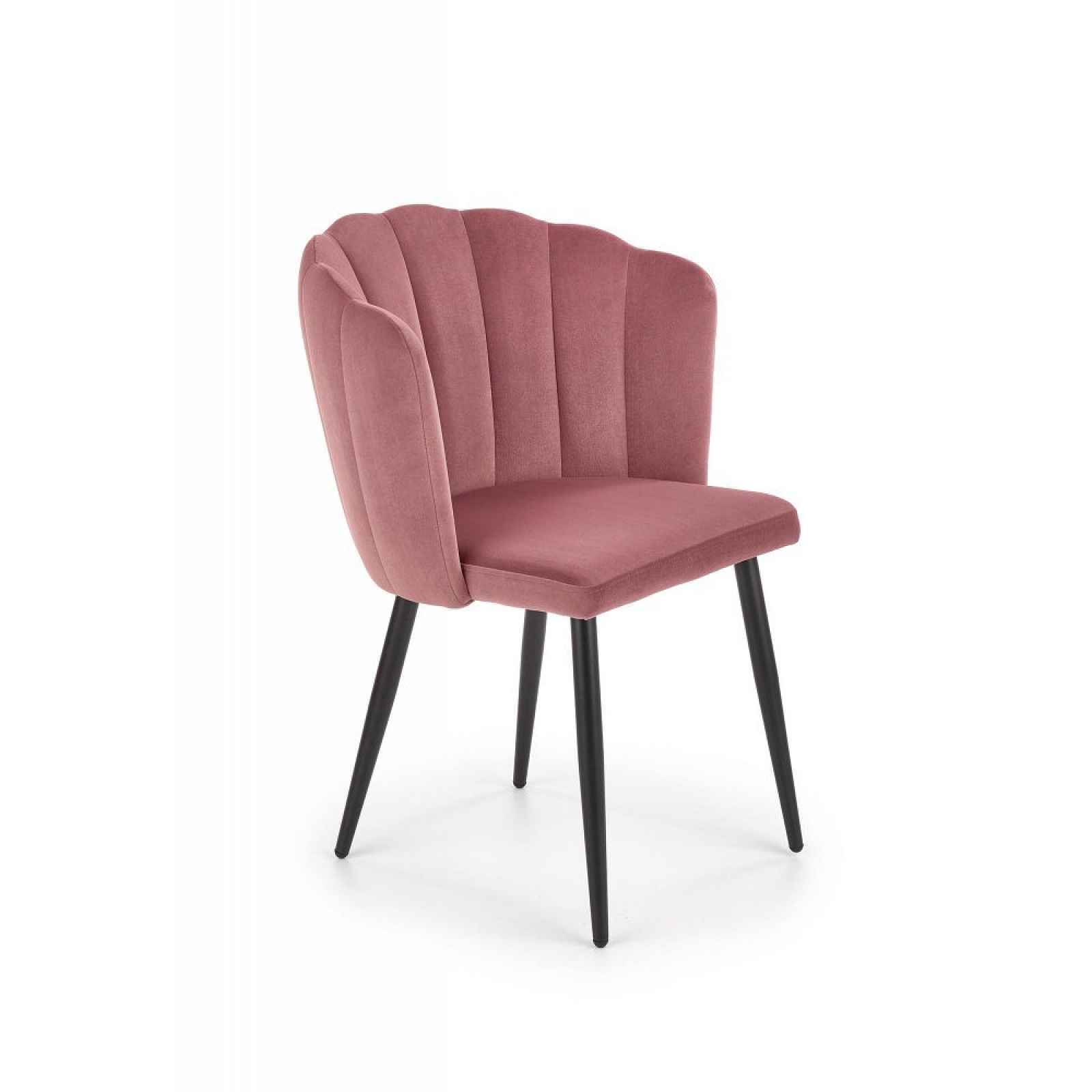 Jídelní židle samet / černá Růžová - výška: 84 cm