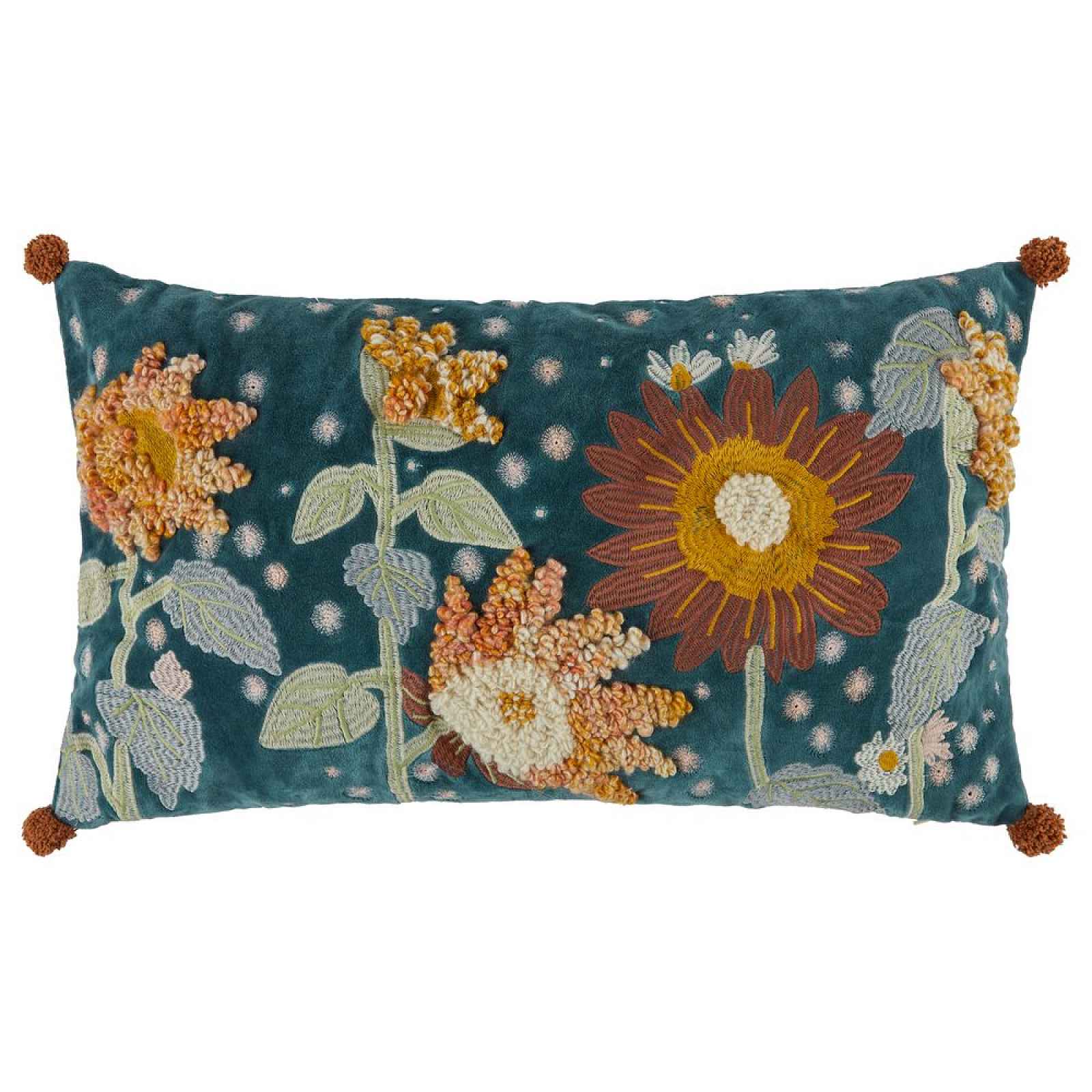 Butlers BOHEMIAN Polštář květinová louka 30 x 50 cm - modrá