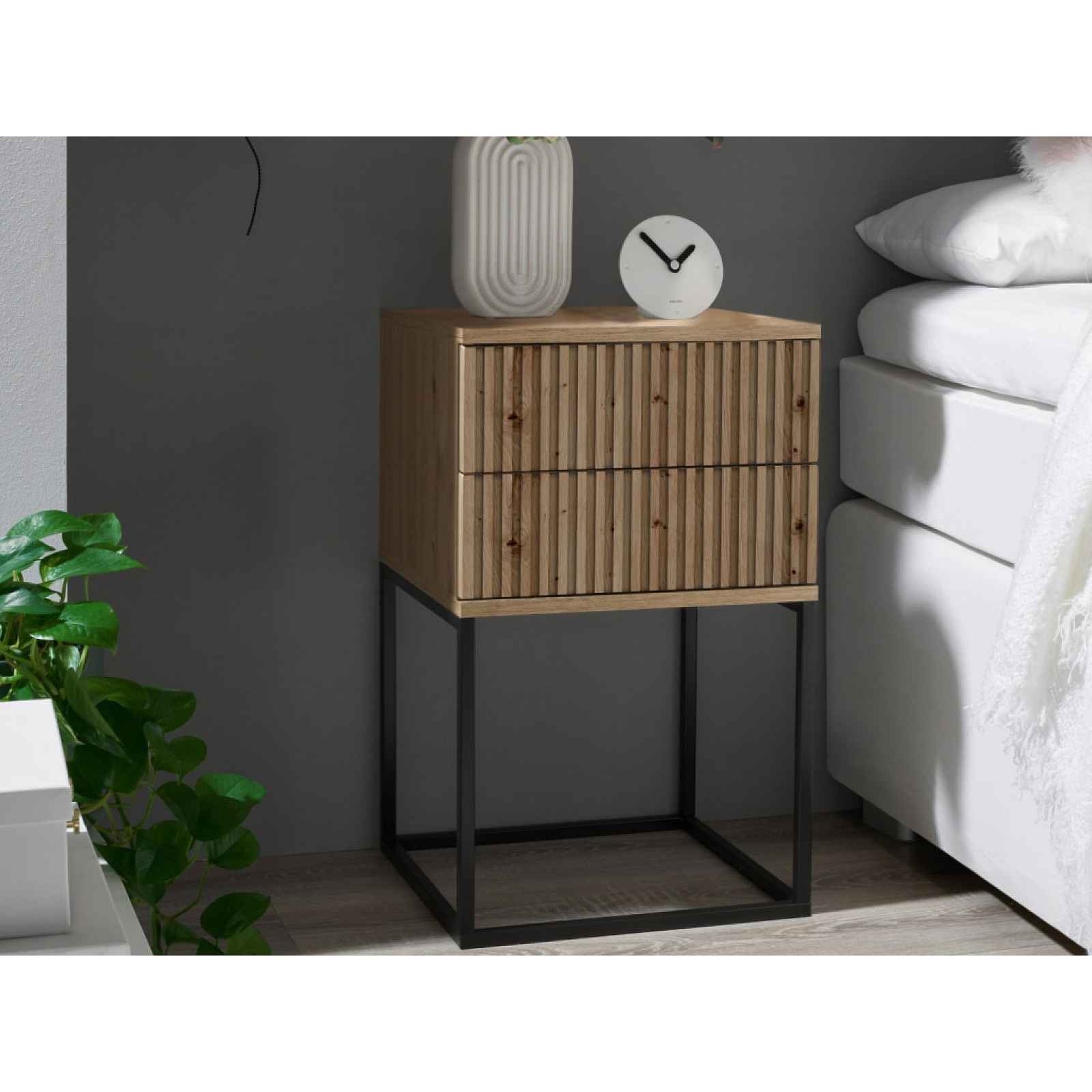 Noční stolek se 2 zásuvkami Marle, dub artisan