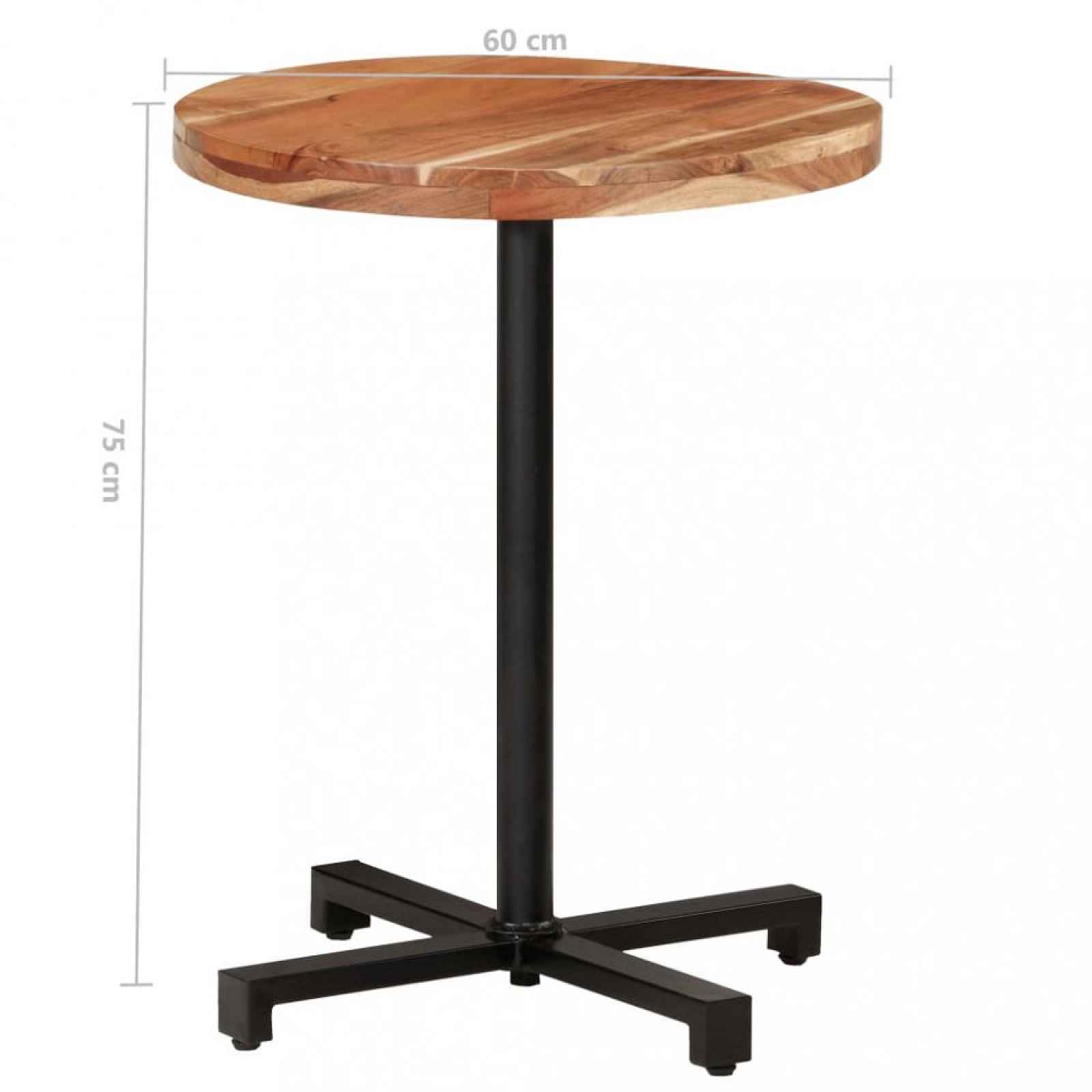 Bistro stůl kulatý hnědá / černá ø 60 cm - akácie