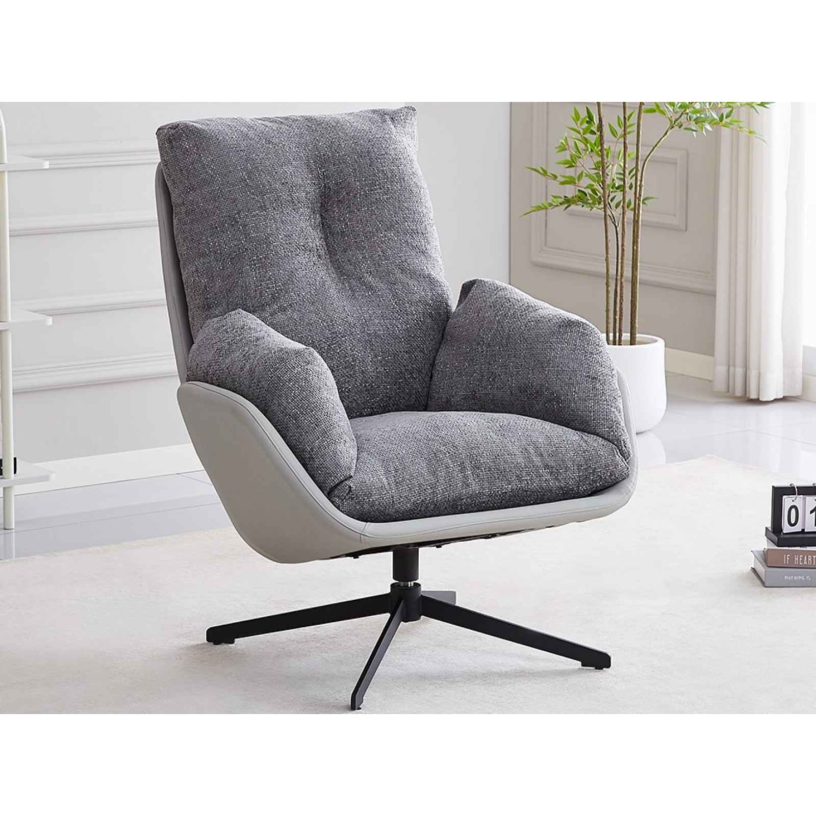 Otočné křeslo Modena, holubí šedá tkanina