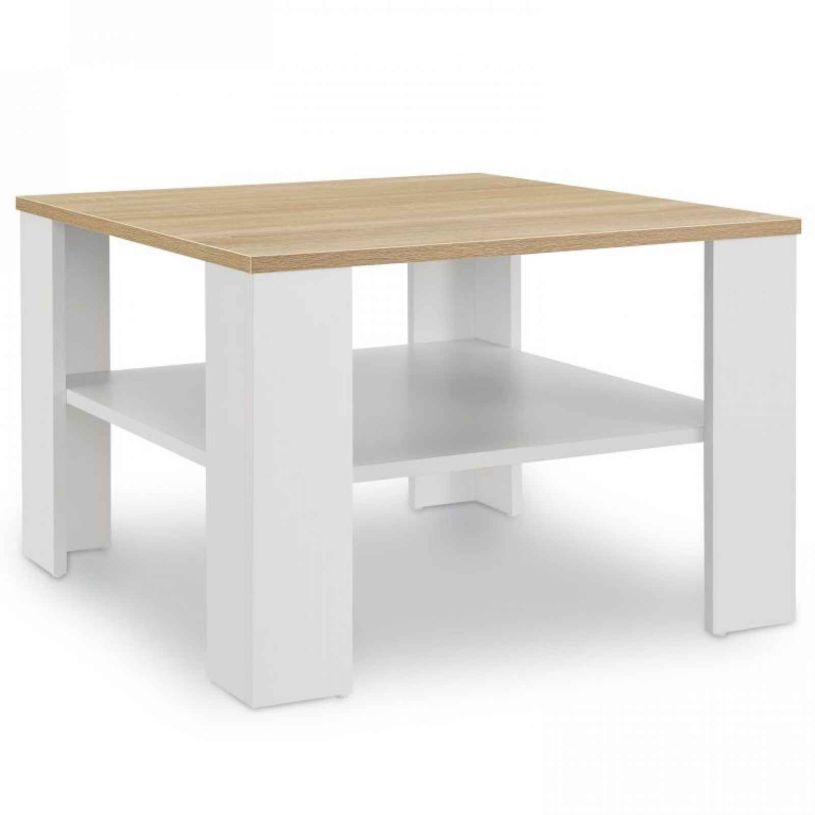 Bílý konferenční stolek s policí, 60x60 cm