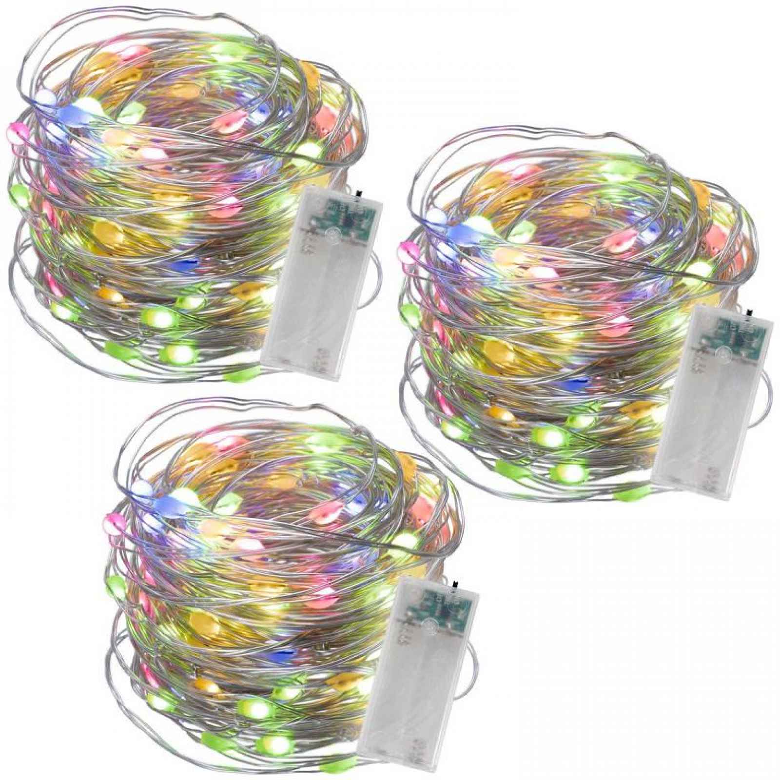 LED světelný řetěz 3x40 LED, barevný, časovač, vnitřní, 4m