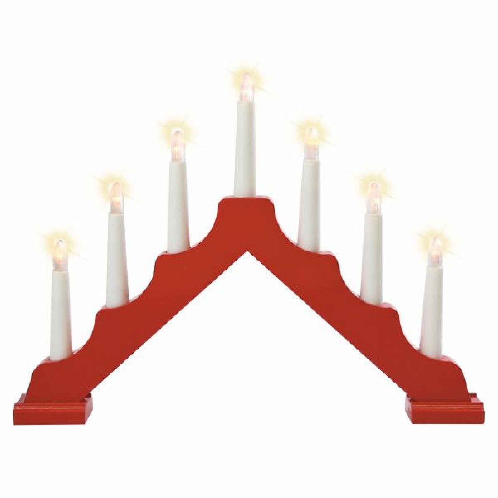 LED vánoční obloukový svícen ze dřeva, 7 teplých světel