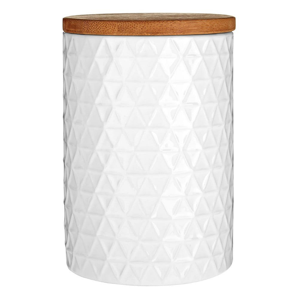 Bílá dóza s bambusovým víkem Premier Housewares White Tri Canister, ⌀ 10 cm