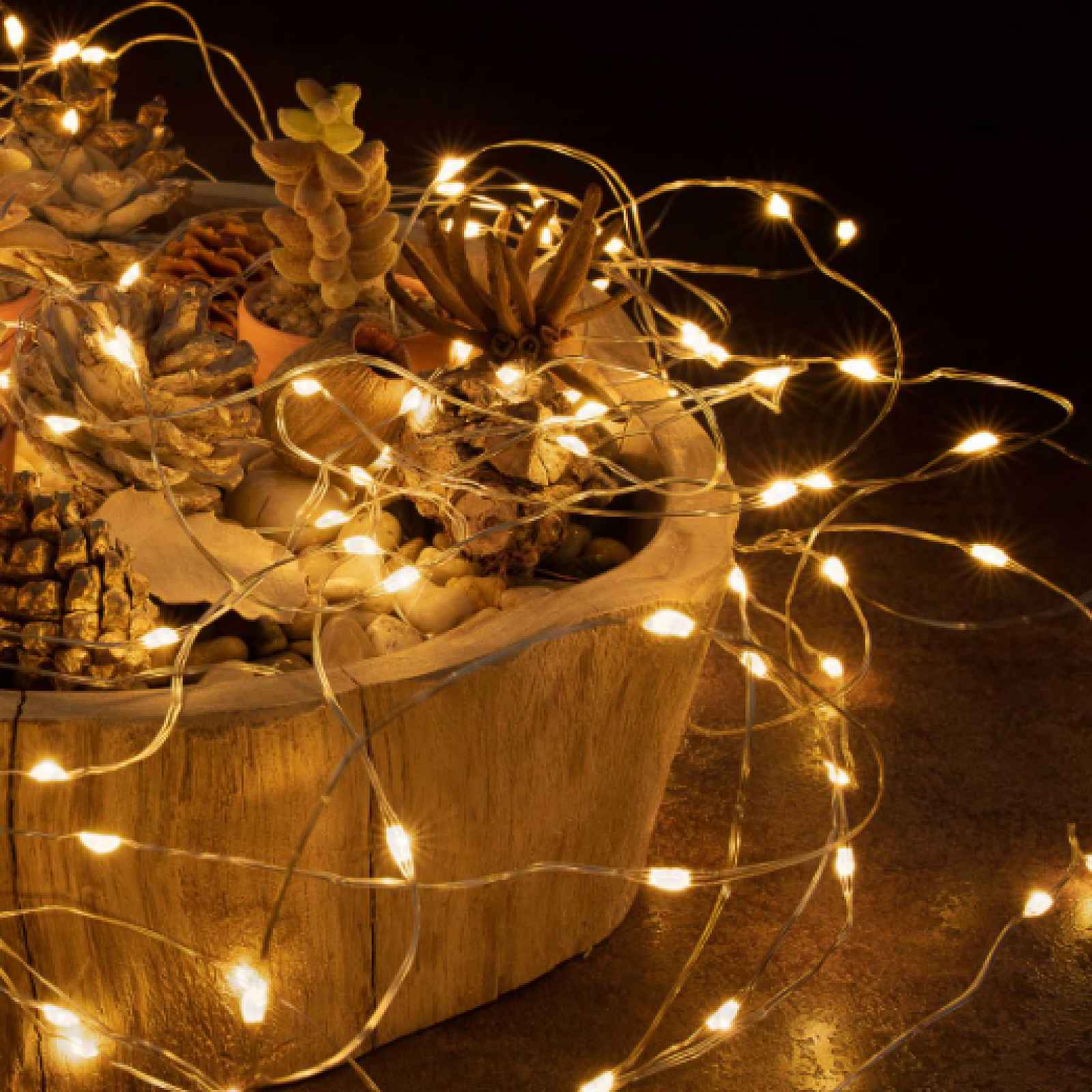 Vánoční LED řetěz 2x80 diod, 8 m, bateriový, časovač, interi