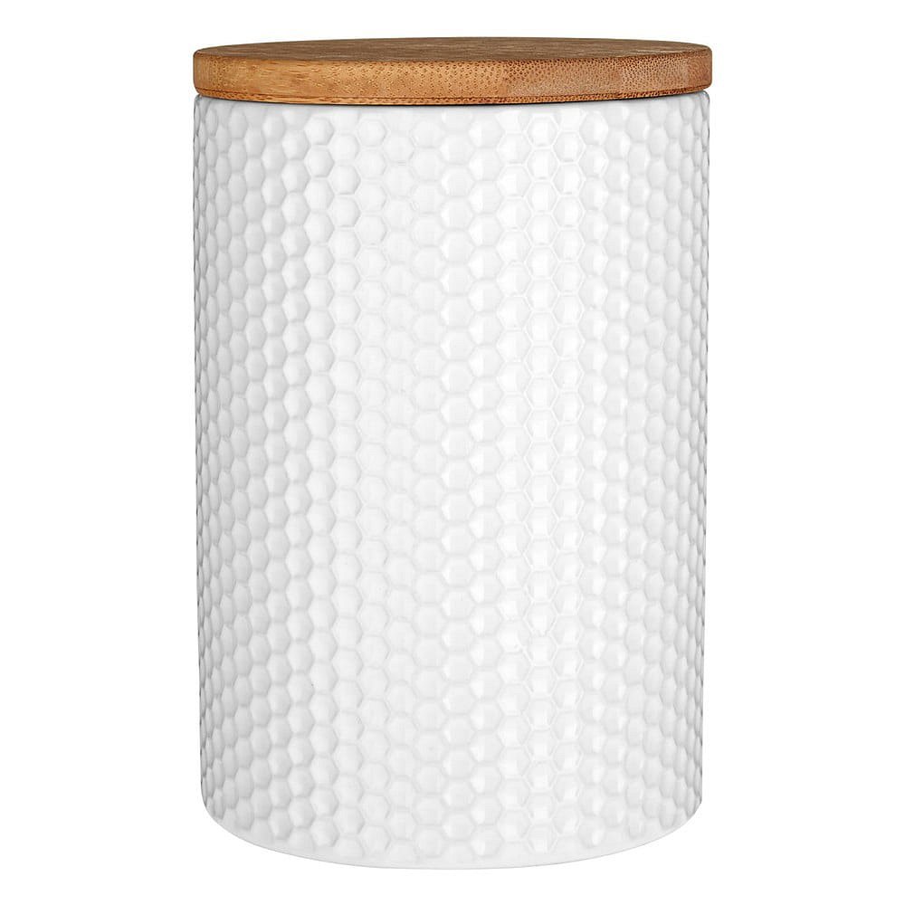 Bílá dóza s bambusovým víkem Premier Housewares, ⌀ 10 cm