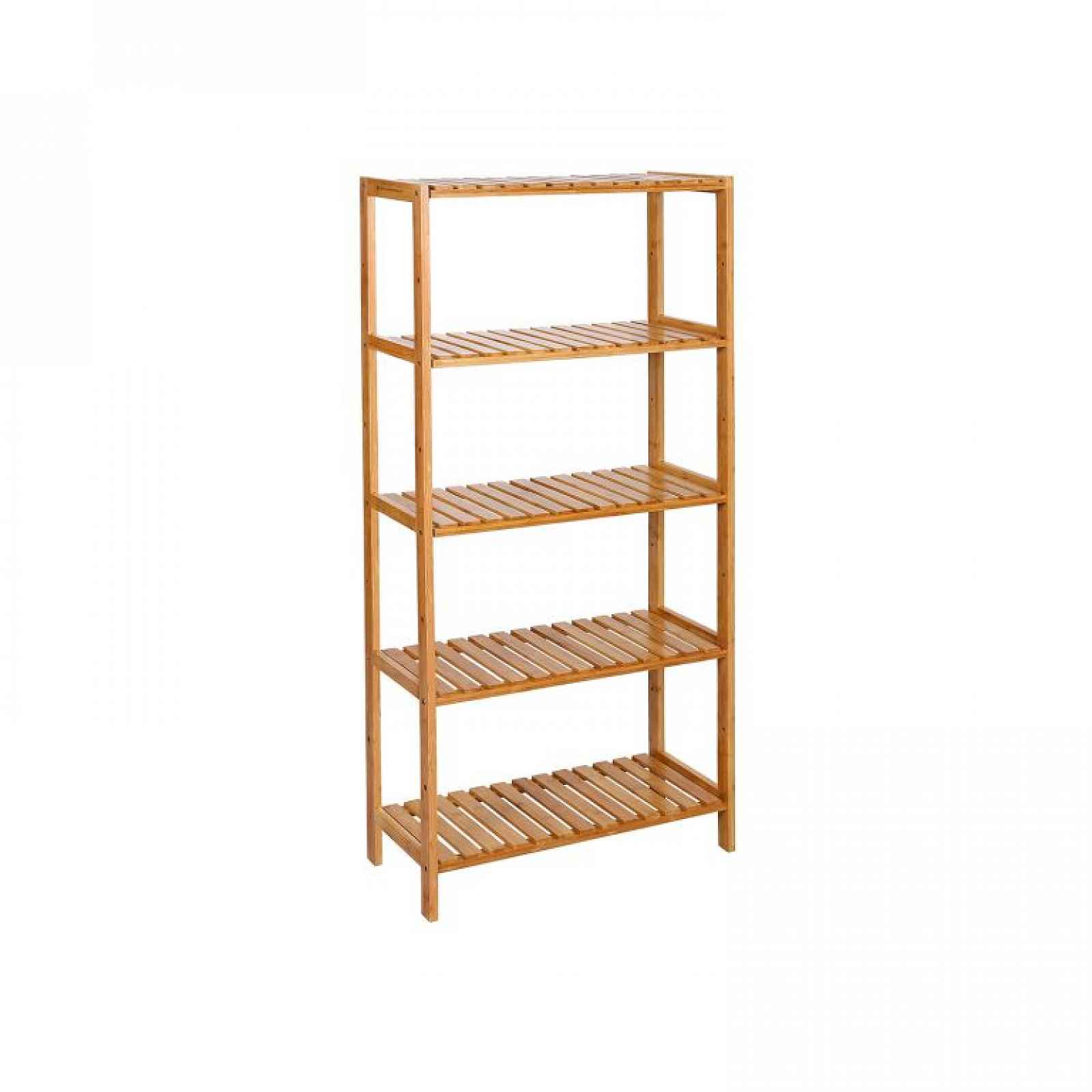 Přírodní bambusový policový regál, 5 polic, 130x60x26 cm