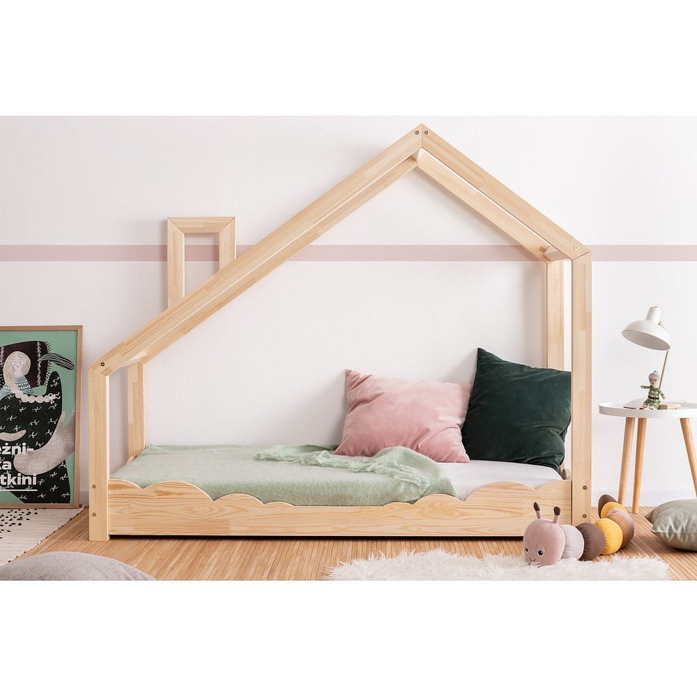 Domečková postel z borovicového dřeva Adeko Luna Drom, 80 x 150 cm