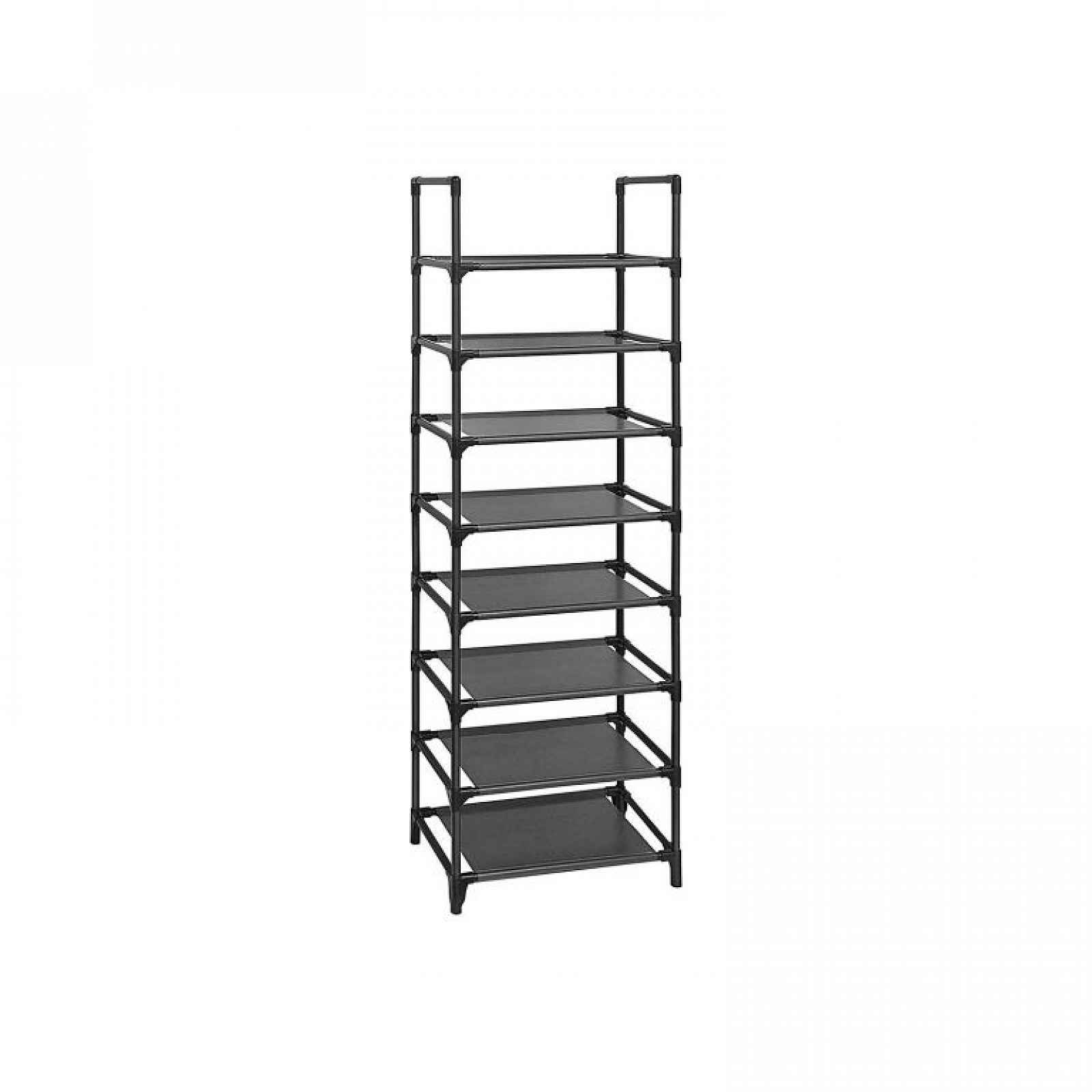 Botník 8 pater 46×28×145 cm, kovový, černý