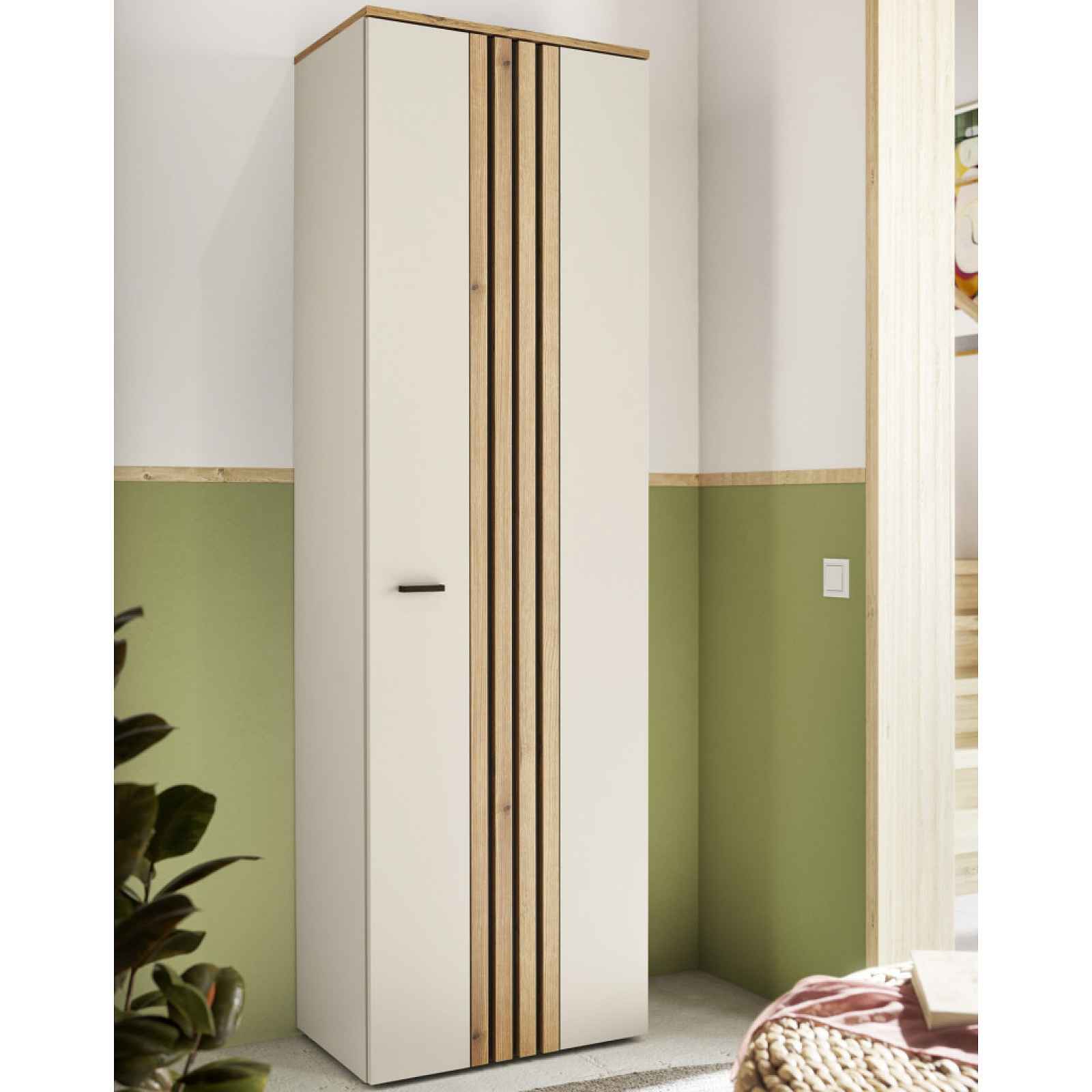 Předsíňová šatní skříň Lima, béžová kašmír/dub evoke